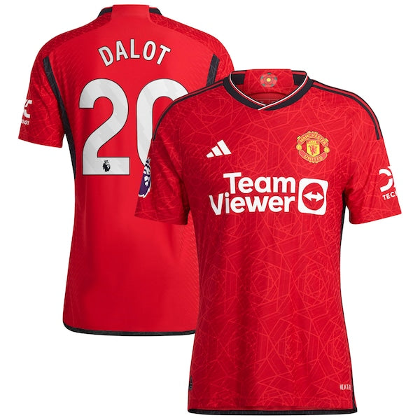 Diogo Dalot Manchester United adidas 2023/24 Home Authentic Player Jersey - Red/Green - Image 2