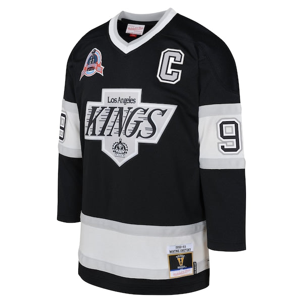 Wayne Gretzky Los Angeles Kings Youth 1992 Blue Line Player Jersey - Black - Image 2