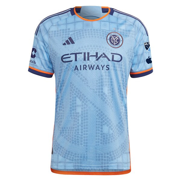 New York City FC adidas 2024 The Interboro Kit Authentic Custom Jersey - Sky Blue - Image 2
