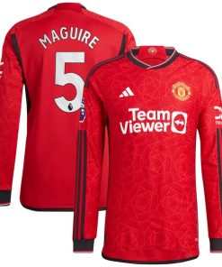 Harry Maguire Manchester United adidas 2023/24 Home Authentic Long Sleeve Player Jersey - Red