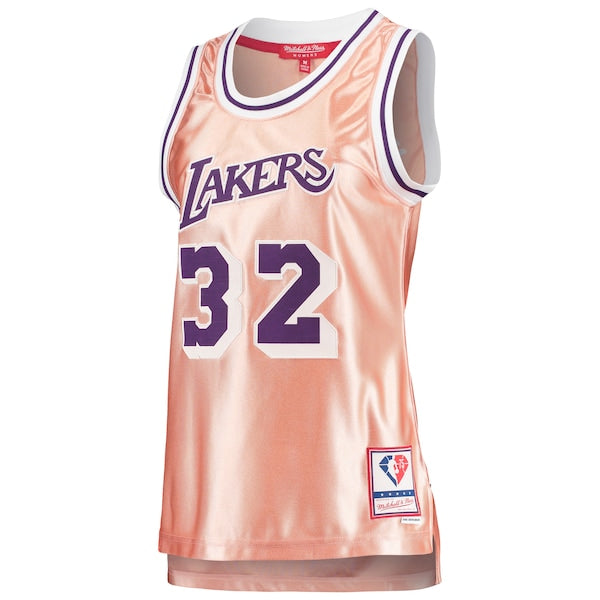 Magic Johnson Los Angeles Lakers Women's 75th Anniversary Rose Gold 1984 Swingman Jersey - Pink - Image 2