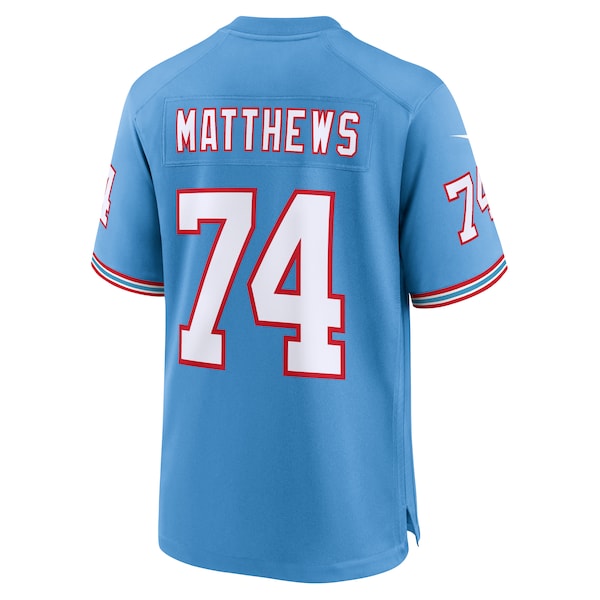 Bruce Matthews Tennessee Titans Nike Oilers Throwback Retired Player Game Jersey - Light Blue/Navy - Image 4