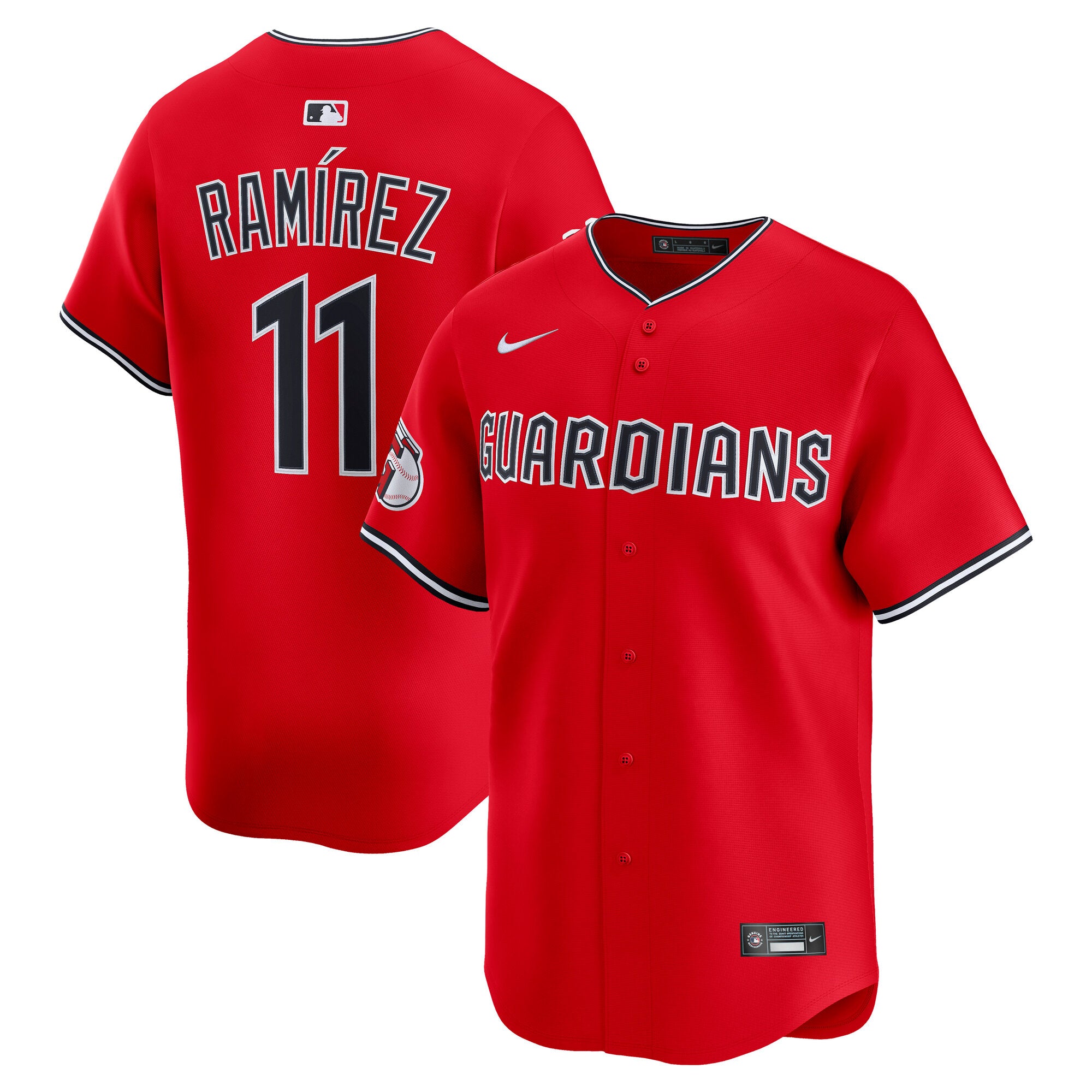 Jose Ramirez Cleveland Guardians Nike Home Limited Jersey - White/Red - Image 5