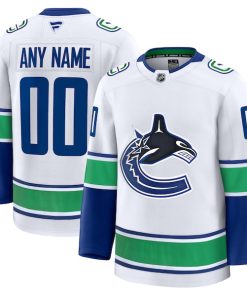 Alternative view of Vancouver Canucks  Away Premium Custom Jersey - White/Blue