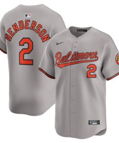 Alternative view of Gunnar Henderson Baltimore Orioles Nike Road Limited Player Jersey - Gray/White