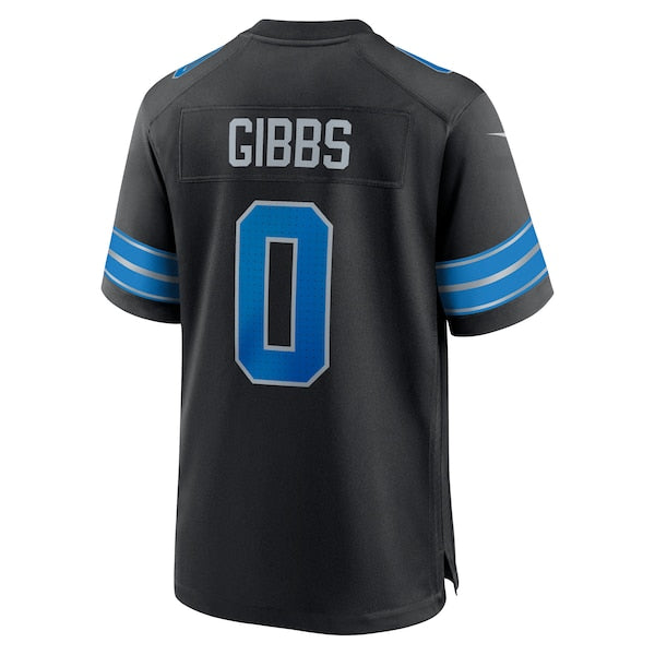 Jahmyr Gibbs Detroit Lions Nike 2nd Alternate Game Player Jersey - Black - Image 3