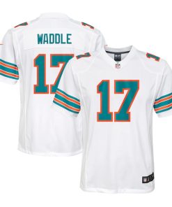 Alternative view of Jaylen Waddle Miami Dolphins Nike Youth Alternate Player Game Jersey - White