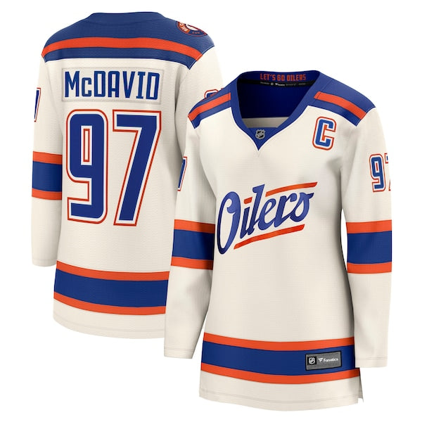 Connor McDavid Edmonton Oilers Women's Alternate Breakaway Jersey - Light Beige/Royal