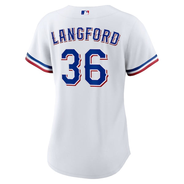 Wyatt Langford Texas Rangers Nike Women's Home Replica Jersey - White - Image 3