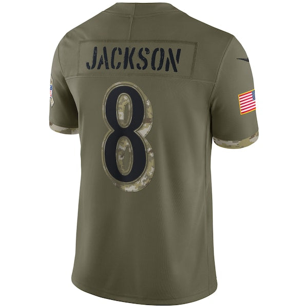 Lamar Jackson Baltimore Ravens Nike 2022 Salute To Service Limited Jersey - Olive - Image 3