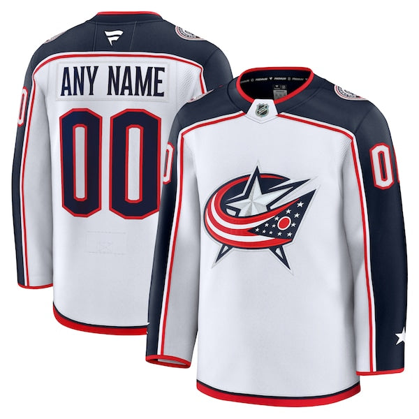 Columbus Blue Jackets Away Premium Custom Jersey - White/Navy - Image 2