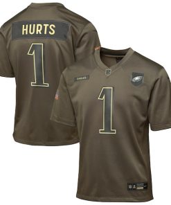 Jalen Hurts Philadelphia Eagles Nike Youth 2025 Salute to Service Game Jersey - Olive