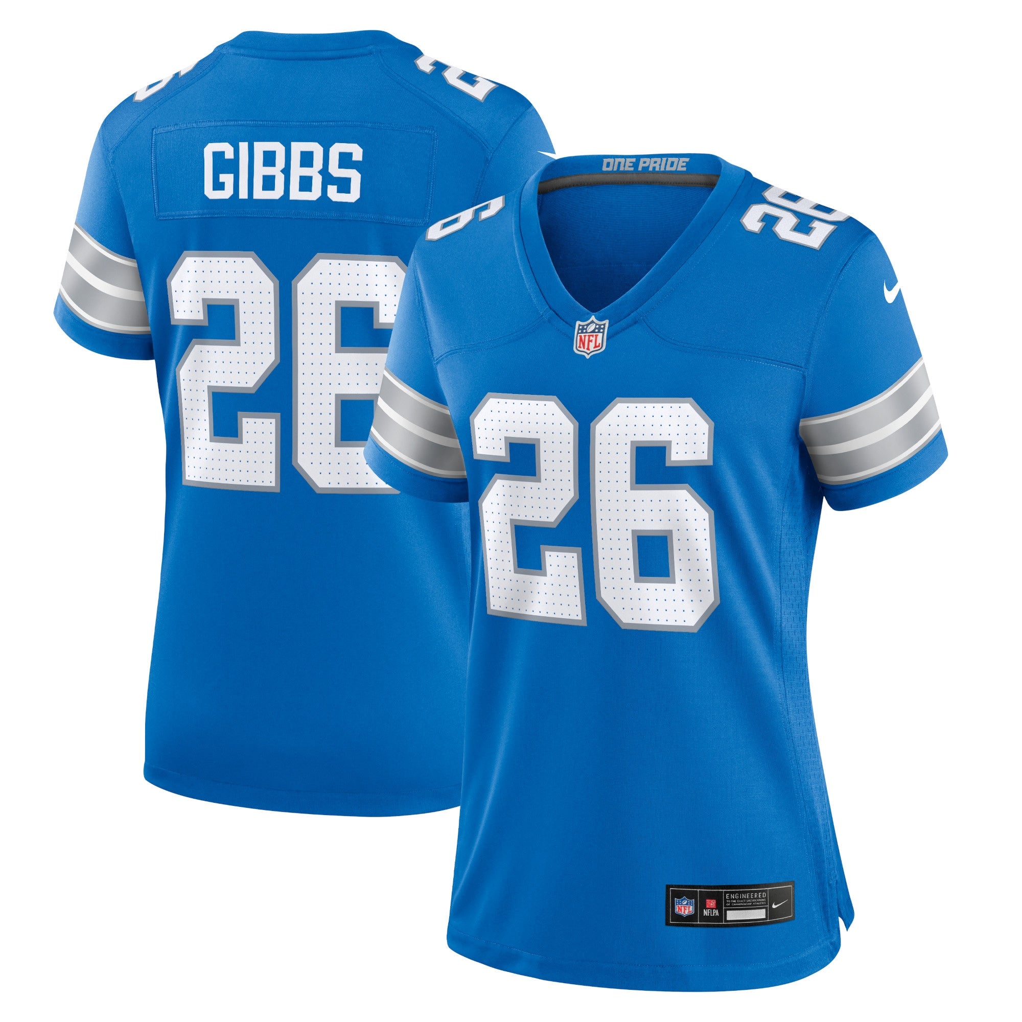 Jahmyr Gibbs Detroit Lions Nike Women's Game Jersey - White/Blue - Image 6