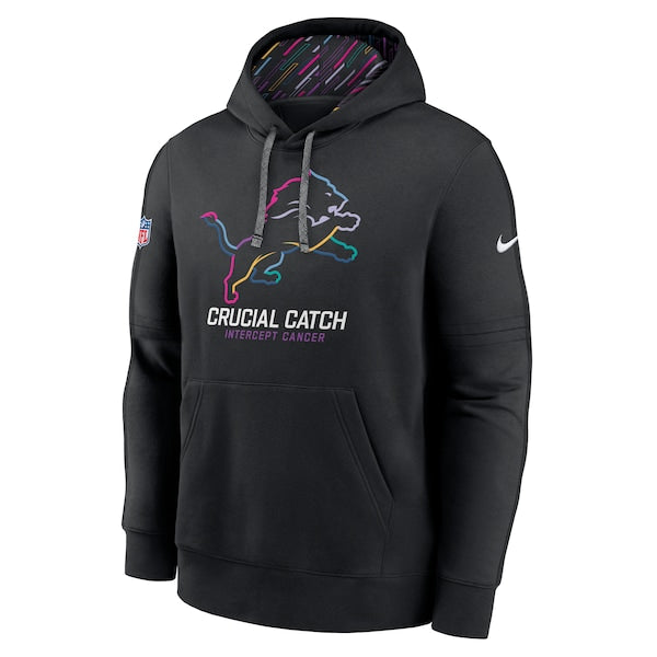 Detroit Lions Nike 2024 NFL Crucial Catch Club Pullover Hoodie - Black - Image 2