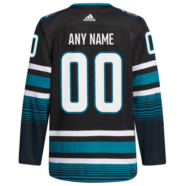 San Jose Sharks adidas Alternate Primegreen Authentic Custom Jersey - Black - Image 3