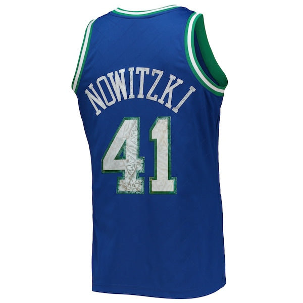 Dirk Nowitzki Dallas Mavericks 1998/99 Hardwood Classics NBA 75th Anniversary Diamond Swingman Jersey - Blue - Image 3