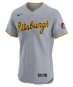 Alternative view of Pittsburgh Pirates Nike Road Vapor Premier Elite Patch Jersey - Gray