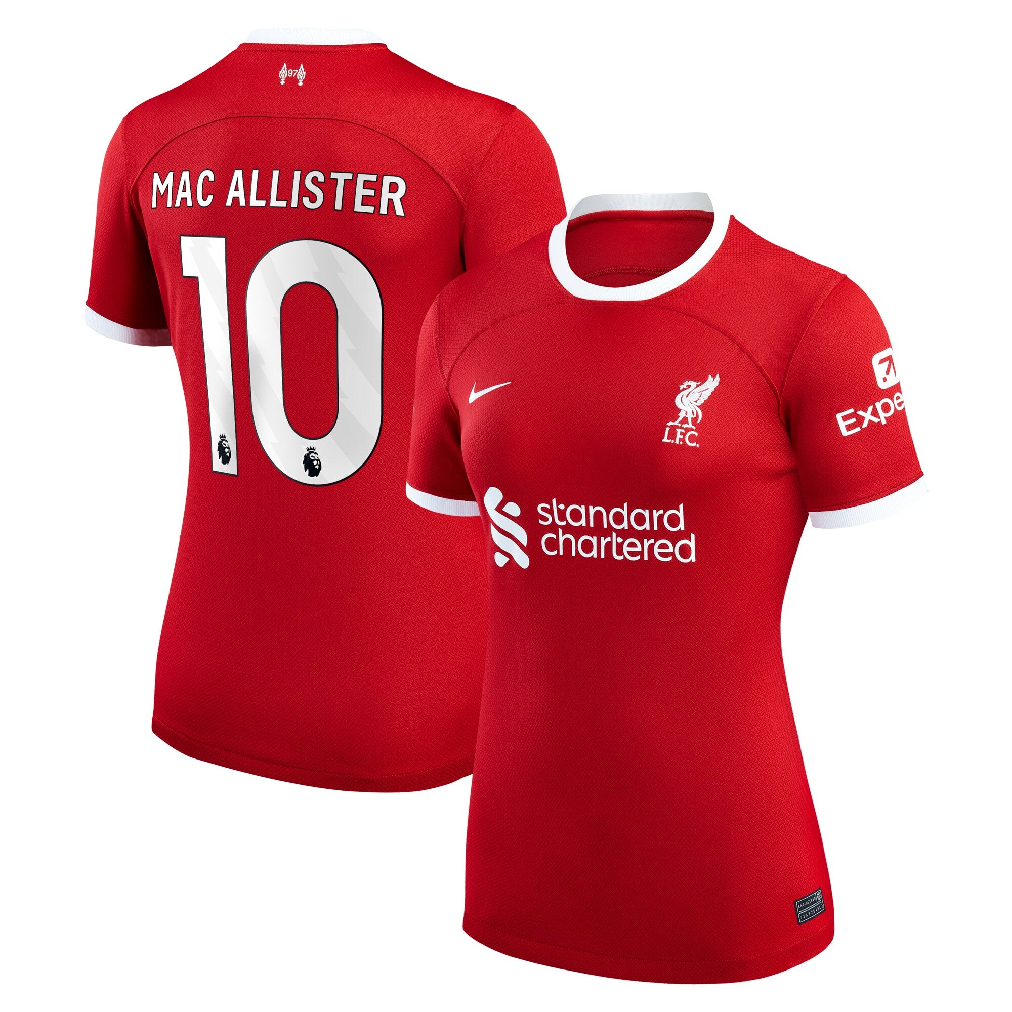 Alexis Mac Allister Liverpool Nike Women's 2023/24 Away Replica Player Jersey - White/Red - Image 6