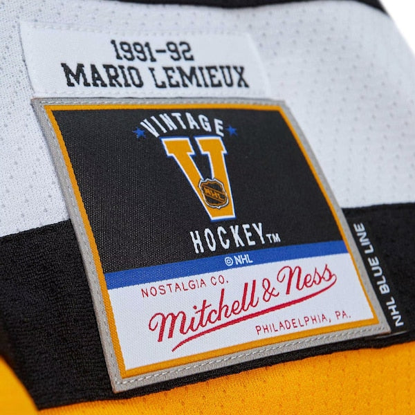 Mario Lemieux Pittsburgh Penguins Captain Patch 1991/92 Blue Line Player Jersey - Black - Image 5