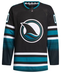 Alternative view of San Jose Sharks adidas Alternate Primegreen Authentic Custom Jersey - Black