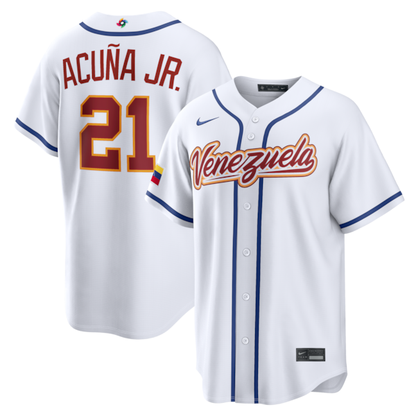 Ronald Acu?a Jr. Venezuela Baseball Nike 2026 World Baseball Classic Home Stadium Jersey - White
