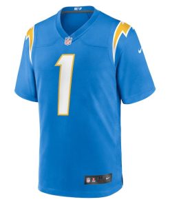 Alternative view of Quentin Johnston Los Angeles Chargers Nike 2023 NFL Draft First Round Pick Game Player Jersey - Powder Blue