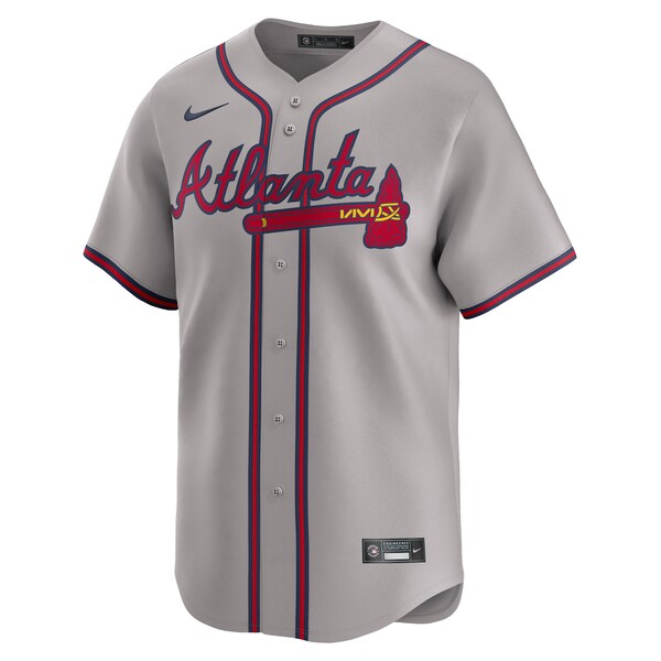 Atlanta Braves Nike Away Limited Custom Jersey - Gray - Image 2