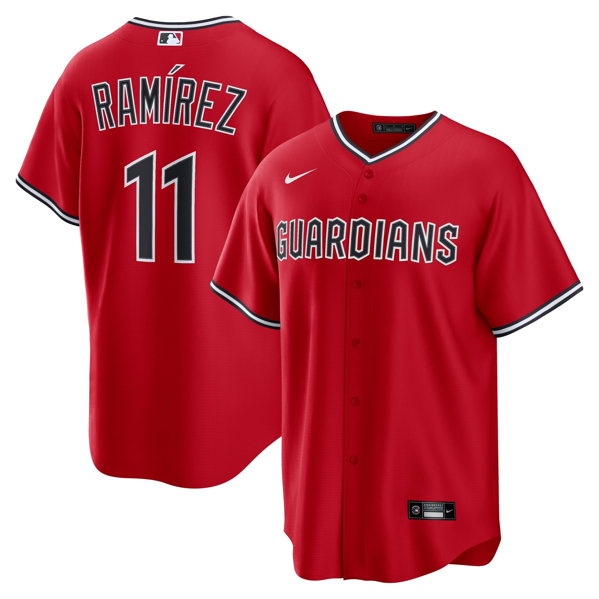 Jos¨¦ Ram¨ªrez Cleveland Guardians Nike Alternate Replica Jersey - Navy/Red - Image 6