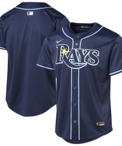 Alternative view of Tampa Bay Rays Youth Road Limited Jersey - Navy/Light Blue