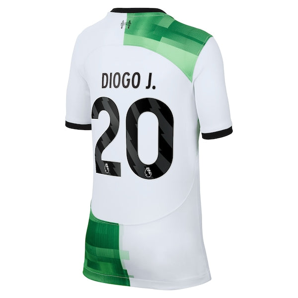 Diogo Jota Liverpool Nike Youth 2023/24 Away Replica Player Jersey - White - Image 3