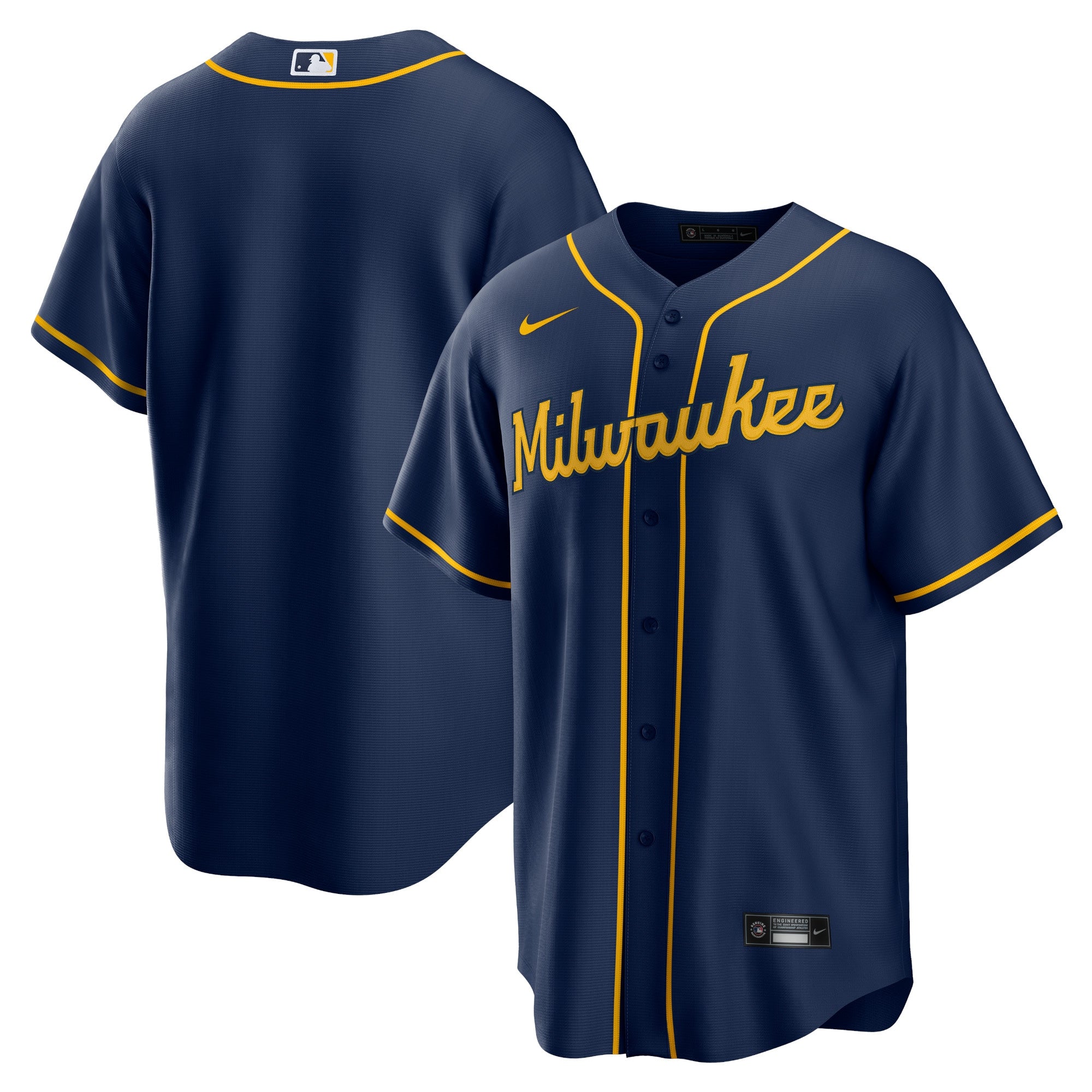 Milwaukee Brewers Nike Home Replica Team Jersey - White/Navy - Image 6