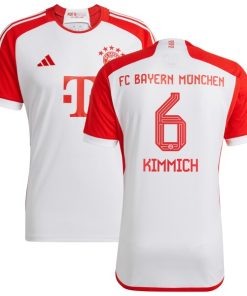 Alternative view of Joshua Kimmich Bayern Munich adidas Youth 2023/24 Home Replica Jersey - White/Green
