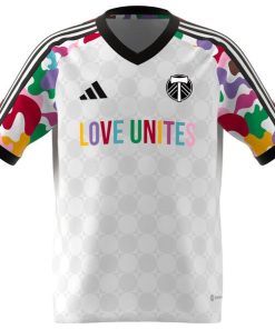 Alternative view of Portland Timbers adidas Youth 2024 Pride Pre-Match Top - White