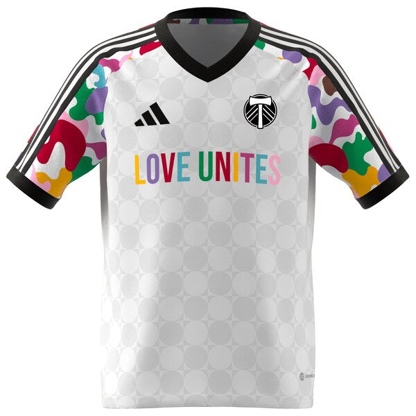 Portland Timbers adidas Youth 2024 Pride Pre-Match Top - White - Image 2