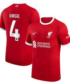 Virgil Van Dijk Liverpool Nike 2023/24 Home Replica Player Jersey - Red/White