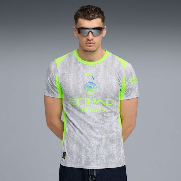 Manchester City Puma 2025/26 Third Replica Jersey - Gray/Neon Green/Light Blue/Black/Green - Image 4