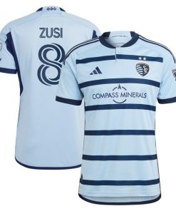 Graham Zusi Sporting Kansas City adidas 2024 Hoops 4.0 Authentic Player Jersey - Light Blue