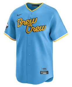 Alternative view of Brandon Woodruff Milwaukee Brewers Nike City Connect Limited Player Jersey - Powder Blue
