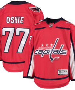 Alternative view of TJ Oshie Washington Capitals Youth Home Premier Player Jersey - Red/Navy