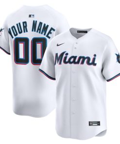Miami Marlins Nike Home Limited Custom Jersey - White