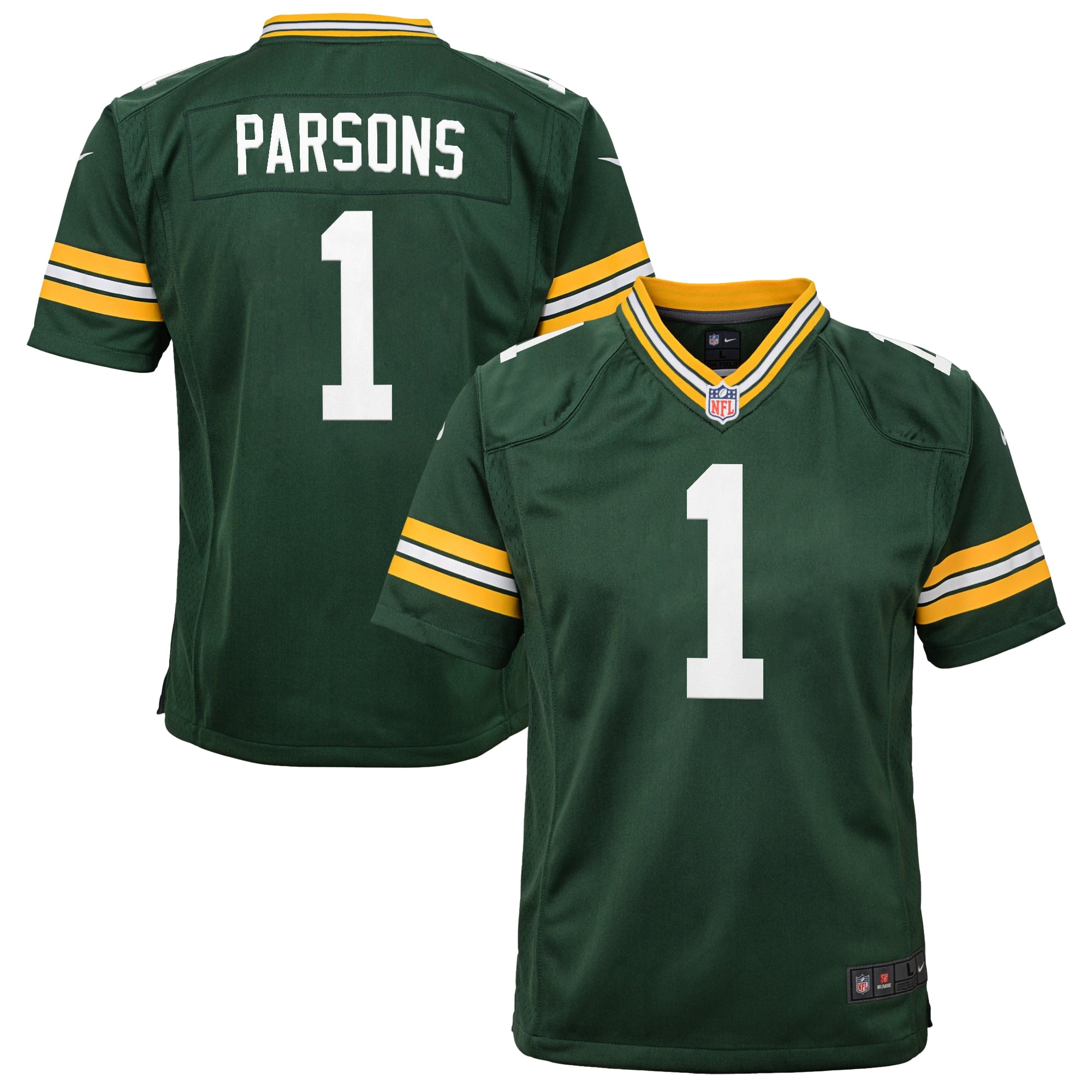 Micah Parsons Green Bay Packers Nike Youth White Game Jersey - White/Green - Image 6