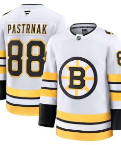 Alternative view of David Pastrnak Boston Bruins  Away Premium Player Jersey - White/Black
