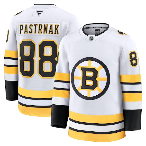 David Pastrnak Boston Bruins Away Premium Player Jersey - White/Black - Image 2