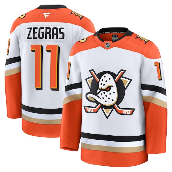 Trevor Zegras Anaheim Ducks Away Premium Jersey - White/Orange - Image 2
