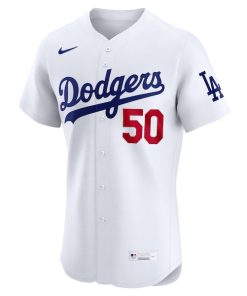 Alternative view of Mookie Betts Los Angeles Dodgers Nike Home Elite Player Jersey - White