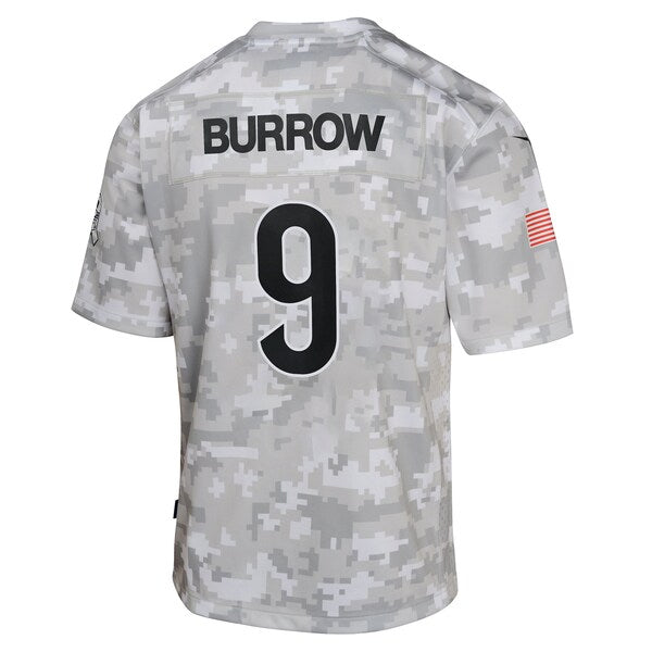 Joe Burrow Cincinnati Bengals Nike Youth 2024 Salute to Service Game Jersey - Arctic Camo - Image 3