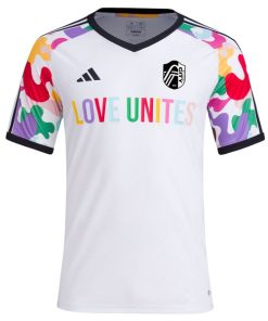 Alternative view of St. Louis City SC adidas 2024 Pride Pre-Match Top - White