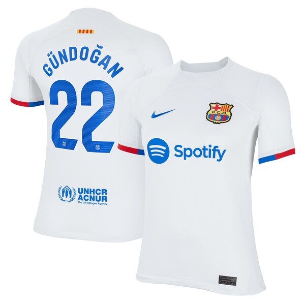 Ilkay G¨¹ndogan Barcelona Nike Youth 2023/24 Away Stadium Replica Player Jersey - White