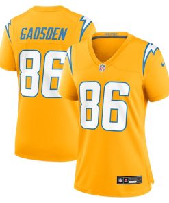Alternative view of Oronde Gadsden Los Angeles Chargers Nike Women's Alternate Charger Power Game Jersey -  Gold/Navy/Powder Blue