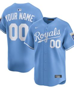 Kansas City Royals Nike Alternate Limited Custom Jersey - Light Blue/White